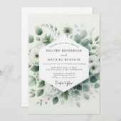 Sage Verdant Botanical Wedding Kaart (Voorkant / Achterkant)