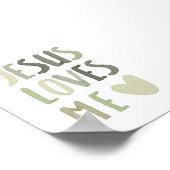 Sage vert arc-en-ciel Jésus m'aime poster (Coin)