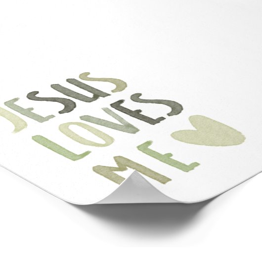 Sage vert arc-en-ciel Jésus m'aime poster (Coin)