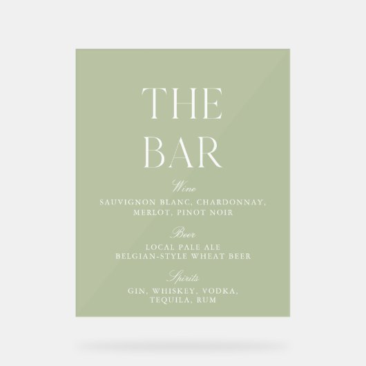 Sage Vert & Beige Mariage Panneau Acrylique (Recto)