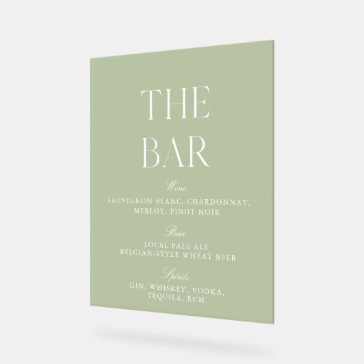 Sage Vert & Beige Mariage Panneau Acrylique (Angle)