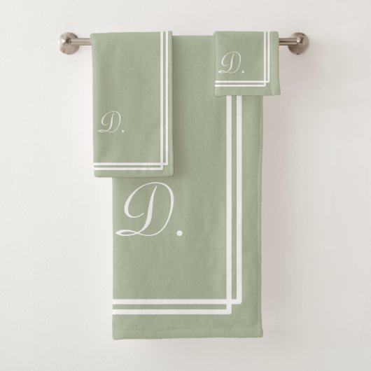 Sage Vert Blanc Élégant Monogramme Moderne (En situation)