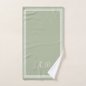 Sage Vert Blanc Élégant Monogramme Moderne (Serviette à main)