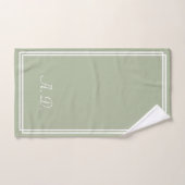 Sage Vert Blanc Élégant Monogramme Moderne (Serviette à main)