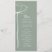 Sage Vert Blanc Gras Floral Moderne Simple Menu (Devant)
