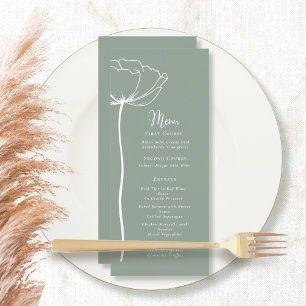 Sage Vert Blanc Gras Floral Moderne Simple Menu