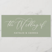 Sage vert, blanc script le mariage du menu de sign (Dos)