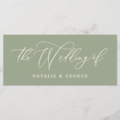 Sage vert, blanc script le mariage du menu de sign (Devant)