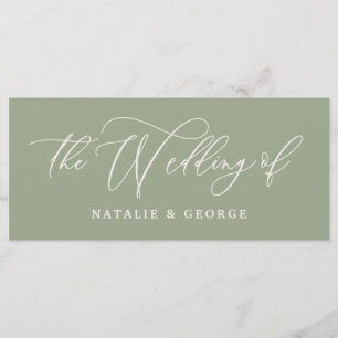 Sage vert, blanc script le mariage du menu de sign