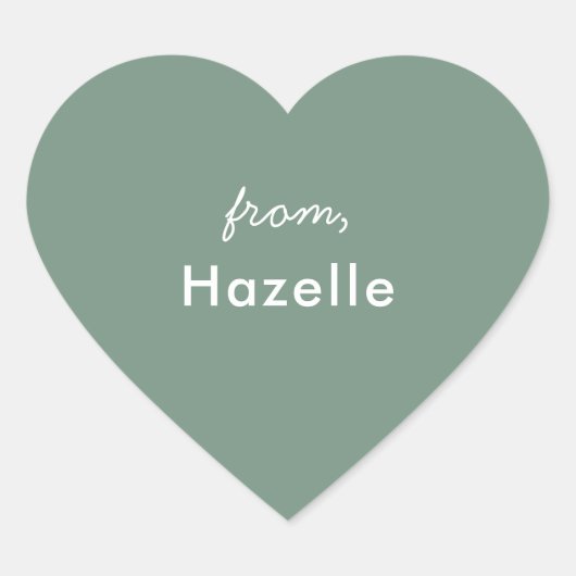 Sage vert coeur forme valentine's sticker (Devant)