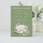 Sage vert élégant faire-part de mariage floral (Debout devant)