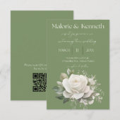 Sage vert élégant faire-part de mariage floral (Devant / Derrière)