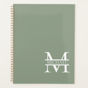 Sage Vert Elégant Personnalisé Monogramme & Nom