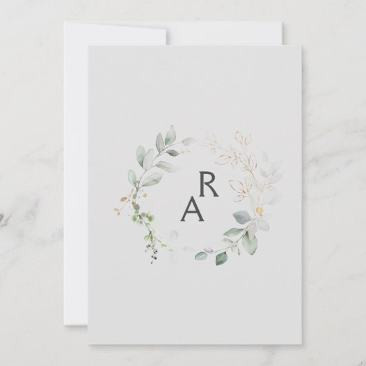 Sage vert et blanc Faire-part de mariage simple (Dos)