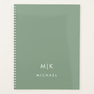 Sage vert et blanc   Monogramme moderne