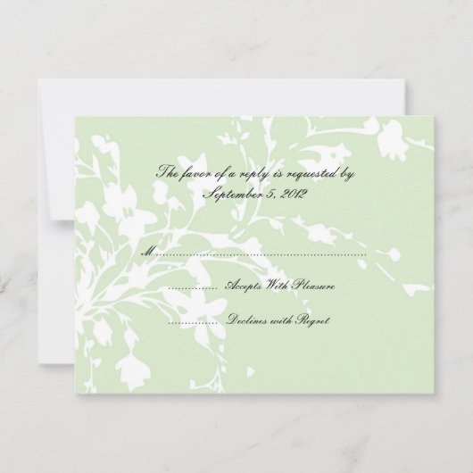 Sage Vert et Fleurs blanches Mariage RSVP (Devant)