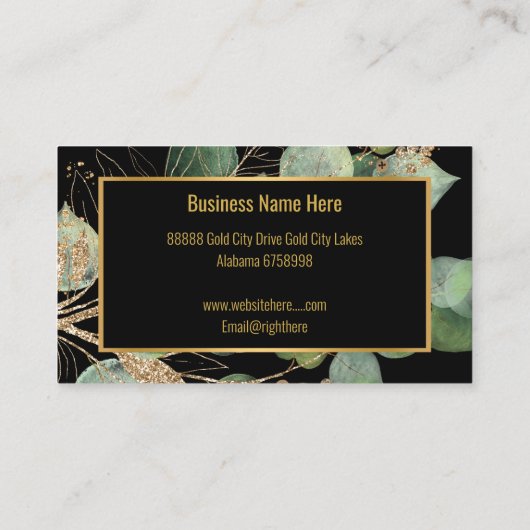 SAGE VERT EUCALYPTUS OR NOIR CARTE DE VISITE (Dos)