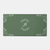 Sage Vert Floral Bordure Personnalisé Nom Bureau M (Recto)