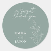 Sage vert floral Mariage Classic rond Sticker (Devant)