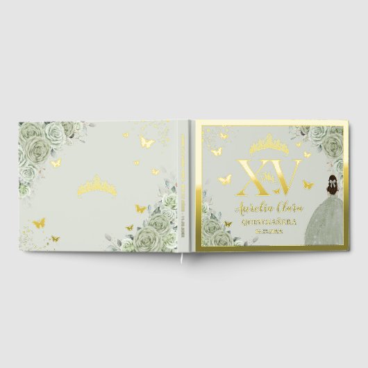 Sage Vert Floral Quinceañera Quince 15 XV Or (Complet)