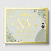 Sage Vert Floral Quinceañera Quince 15 XV Or (Recto)