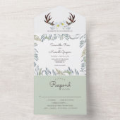 Sage Vert Flores Rustiques Tout En Une Invitation (À l'intérieur)