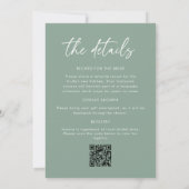 Sage Vert Invitation Mariage Tout-en-Un Code QR (Dos)