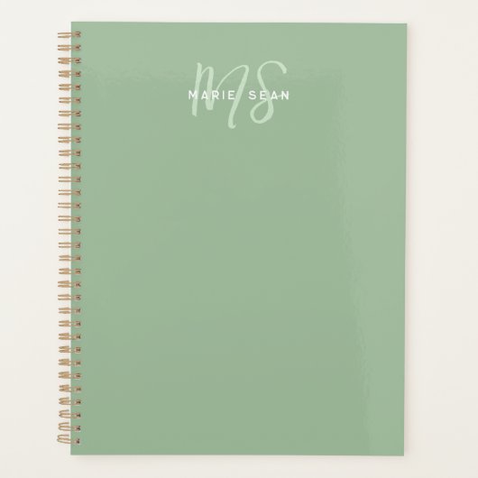 Sage Vert Minimaliste Simple Deux Monogrammes (Devant)
