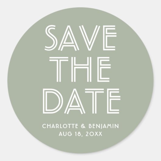 Sage Vert Moderne Enregistrer Le Sticker Date (Devant)