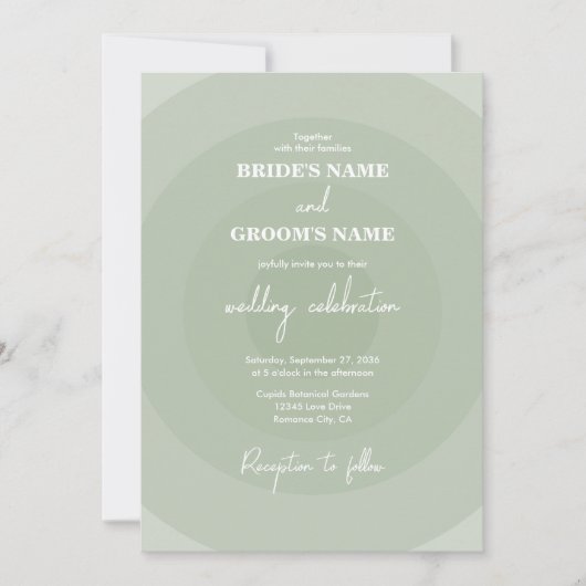 Sage Vert Moderne Monogramme Faire-part de mariage (Devant)