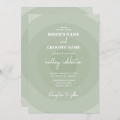 Sage Vert Moderne Monogramme Faire-part de mariage (Devant / Derrière)