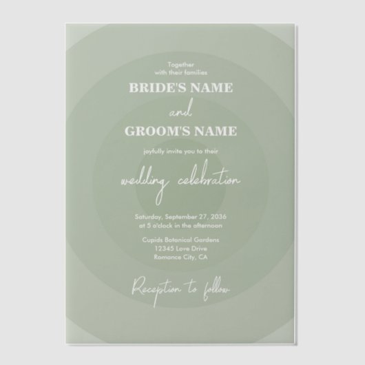 Sage Vert Moderne Monogramme Faire-part de mariage (Recto)