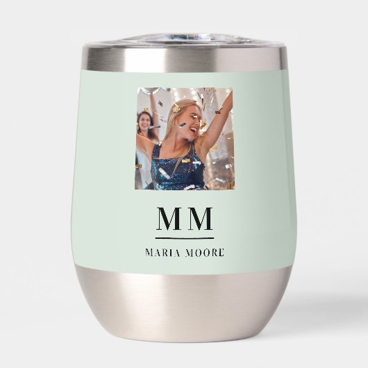 Sage vert photo monogramme nom initiales (Avant)