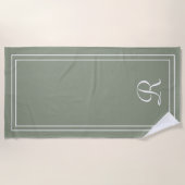 Sage Vert simple et élégant serviette de plage Mon (Devant)