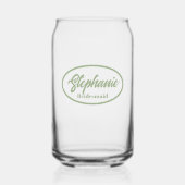 Sage Vert Stylisé Nom Bridesmaid Verre (Recto)