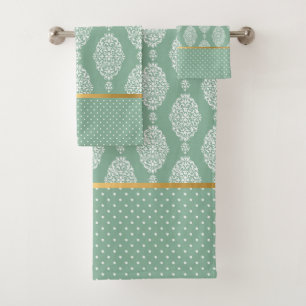 SAGE VERT VINTAGE SPOT OR SALLE DE BAINS TOWER SET