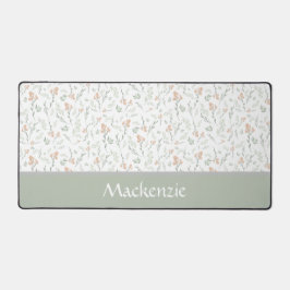 Sage Watercolor Wildflower Floral Custom Name Bureaumat