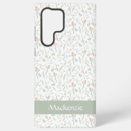 Sage Watercolor Wildflower Floral Custom Name Samsung Galaxy Hoesje