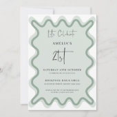 Sage Wavy Border 21e anniversaire Invitation (Devant)
