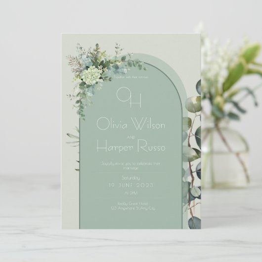 Sage Wedding Invitation (Debout devant)