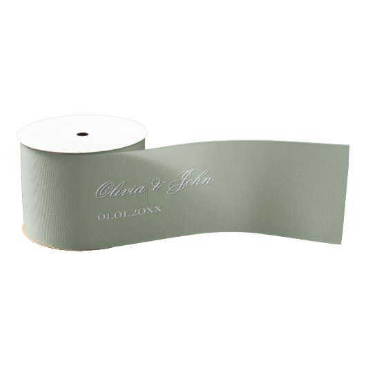 Sage Wedding Namen Datum Grosgrain Lint (Spoel)