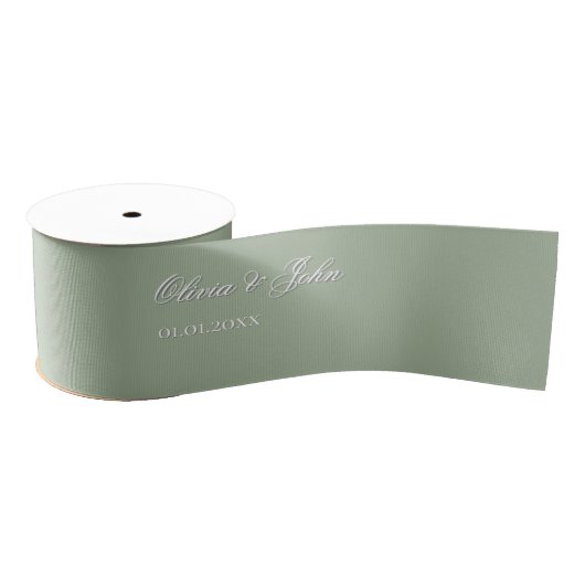 Sage Wedding Namen Datum Grosgrain Lint (Spoel)