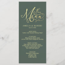 Sage Whimsical Elegant Gold Calligraphie Menu