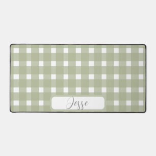 Sage White Gingham Patroon Bureaumat
