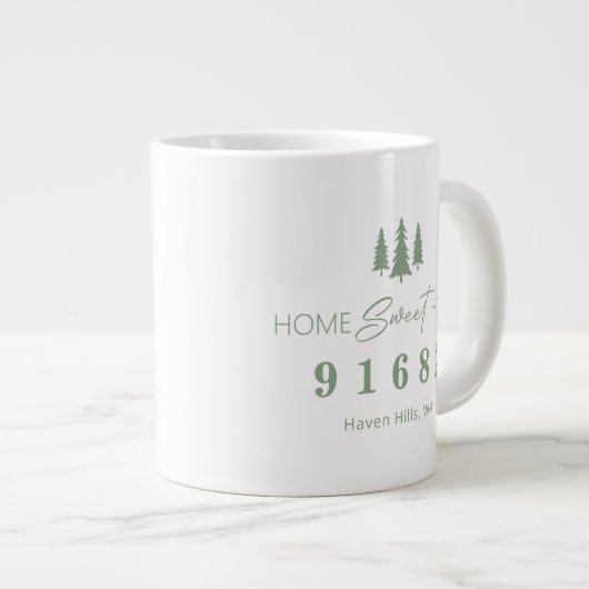 Sage White Home Sweet Home Gepersonaliseerde postc Extra Grote Beker (Voorkant rechts)