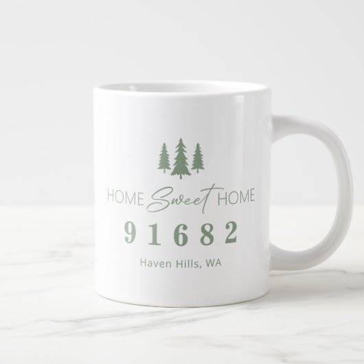 Sage White Home Sweet Home Gepersonaliseerde postc Extra Grote Beker (Rechts)