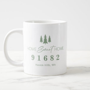 Sage White Home Sweet Home Gepersonaliseerde postc Extra Grote Beker