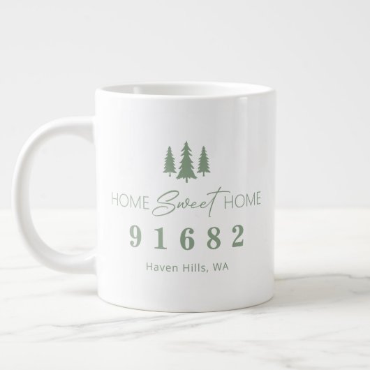 Sage White Home Sweet Home Gepersonaliseerde postc Extra Grote Beker (Links)