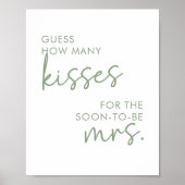 Sage & White Minimal Script Hoeveel Kussen Spel Poster (Voorkant)