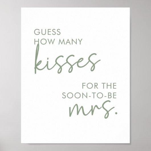 Sage & White Minimal Script Hoeveel Kussen Spel Poster (Voorkant)